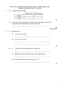 ALEVEL化学 chemistry AQA辅导资料U1U2U4U5练习题模拟题